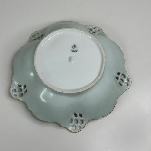 Cuenco de porcelana Moliere Bavaria con diseño floral pintado a mano adorno dorado firmado - Imagen 5 de 12