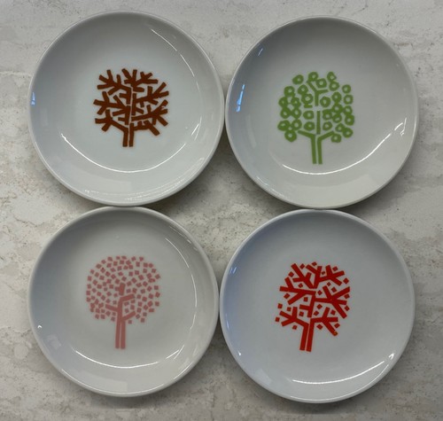 VINTAGE Four Seasons New York City NYC FULL SET OF 4 Butter Pat Dishes 1960s 4”