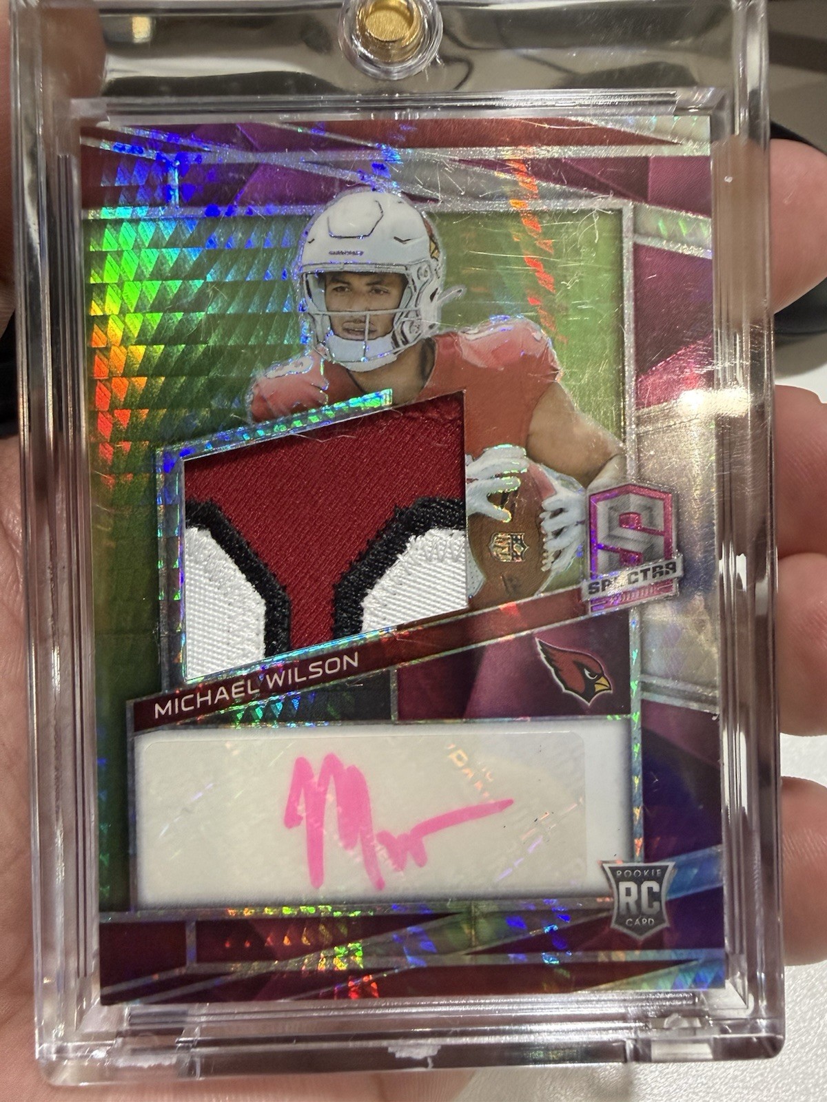 2023 Panini Spectra - RPA Michael Wilson #227 Neon Pink Prizm /25 (AU, MEM, RC)