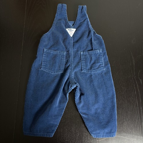 Vintage 90s OSHKOSH Baby Boy 12M Blue Corduroy One-Piece Overalls The Fox Trail - Picture 4 of 6
