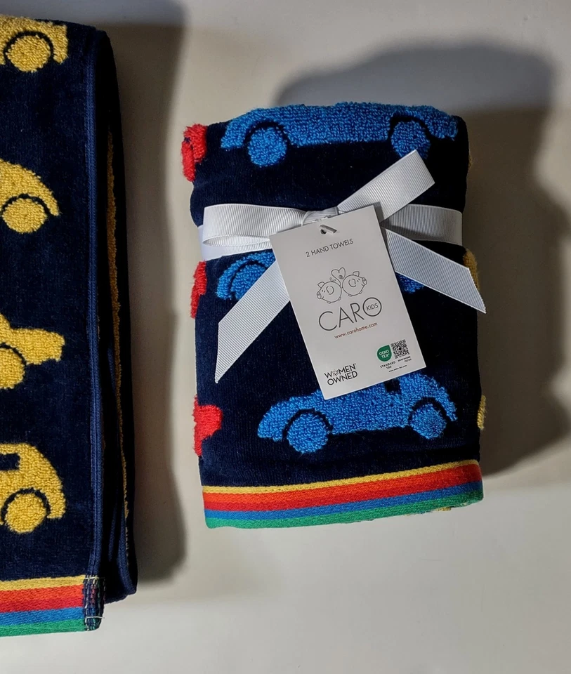 Nwt Caro Home Cars Bath Retro Police Hand Primary Rainbow Color Towel Soft Set - Image 3 of 4