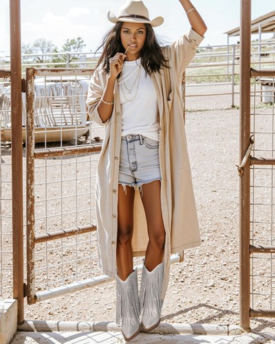 Cowboy Boots for Women - Cowgirl Rhinestone Boots with Sparkly Fringe Pointed... - Picture 3 of 9
