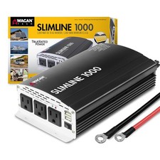 Wagan EL3720 1000W Slimline Plus AC to DC Power Inverter - 12V, Black