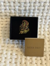 Heidi Daus Bird Statement Ring Multicolor Crystal Gold Tone Size 8 Boxed