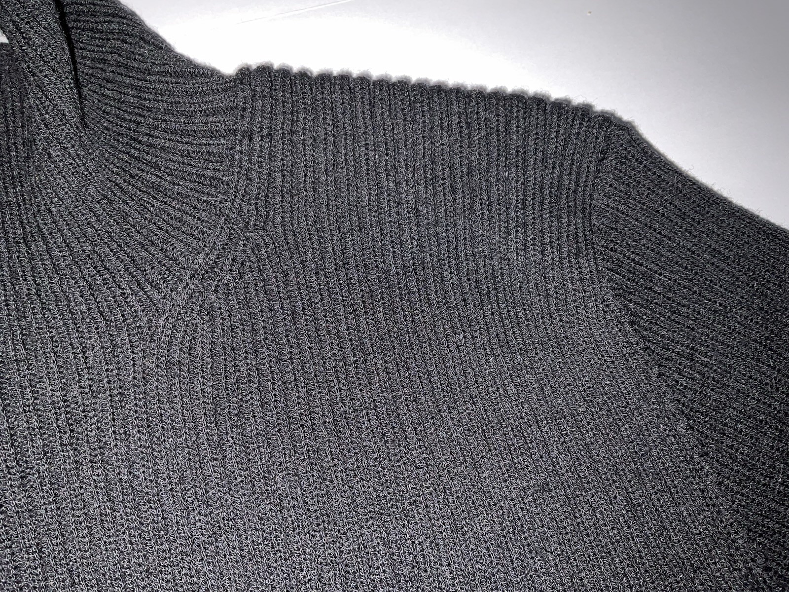 Armani Collezioni Ribbed Black Jersey Wool Turtleneck - Size L