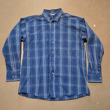 Ariat Pro Series Blue Plaid Long Sleeve Button Down Work Shirt Men's Size Large