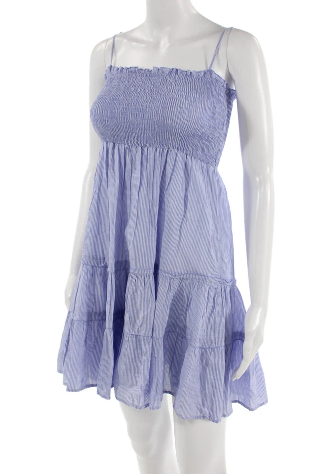 Синий жизни, женщин сарафан светло-синий в полоску хлопок мини размер S - Изображение 2 из 4