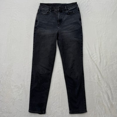 American Eagle Jeans Womens 4 Black Mom Jean High Rise Tapered Stretch Denim