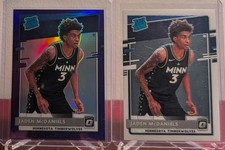 2020-21 Optic - Jaden McDaniels - Twolves Purple Prizm and Base RC 2 Cards #178