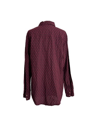 A New Day Womens Shirt Size XL Button Front Polka Dot Cotton Purple Maroon - Picture 2 of 6