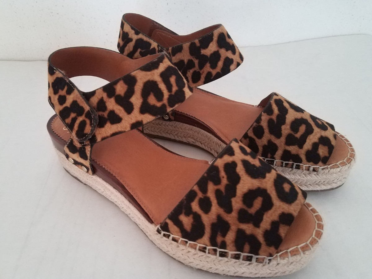 Franco Sarto Espadrille Womens Size 9 OAK Leopard Print Leather platform |  eBay