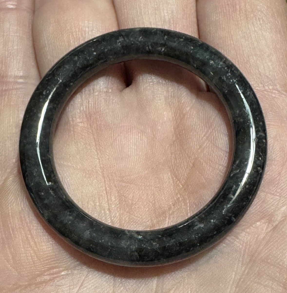 ESTATE VINTAGE BURMESE FINE SMOKY GRAY BLACK JADEITE JADE A CIRCLE