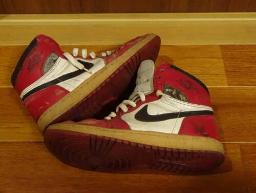 NIKE AIR JORDAN 1 Red x White x Black Chicago US8 80s Made in Korea Vintage Used - Afbeelding 1 van 10