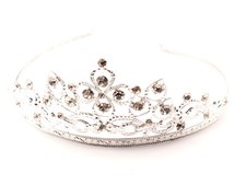 Czech crystal glass rhinestone floral pageant tiara headpiece silver crown