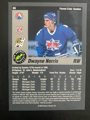Dwayne Norris 1992-93 Classic Prospects #66 Halifax Citadels | eBay