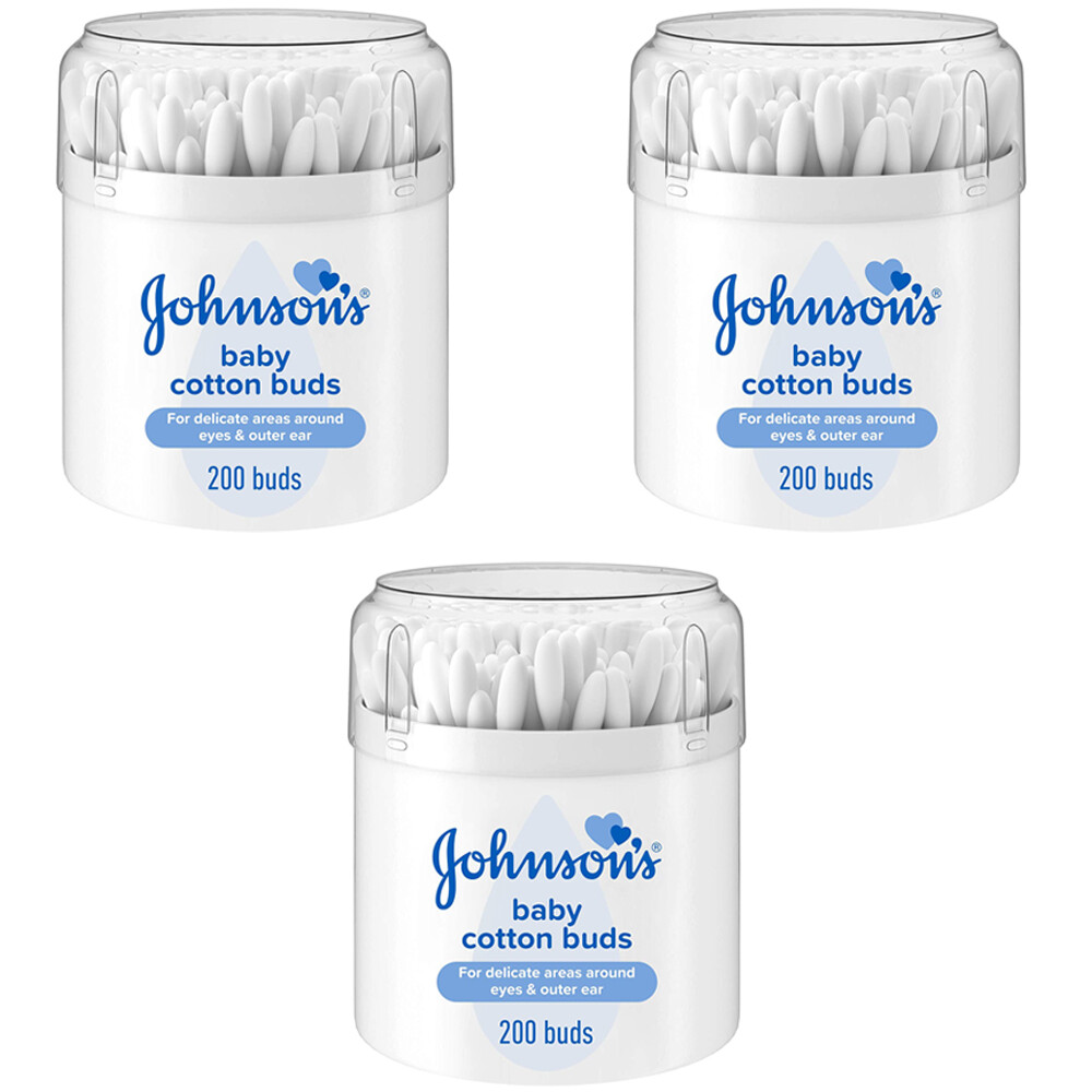 Pack of (3) New Johnson's Baby Cotton Buds 1 X 200 Drum eBay