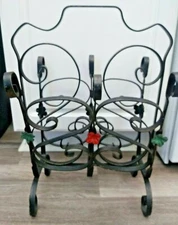 Vintage Wrought Iron Floral Scroll Magazine Rack 18” X 12 X 10