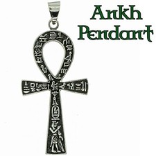 Ankh Pendant 925 silver Biker Egyptian Hieroglyphics Egypt God Life Symbol