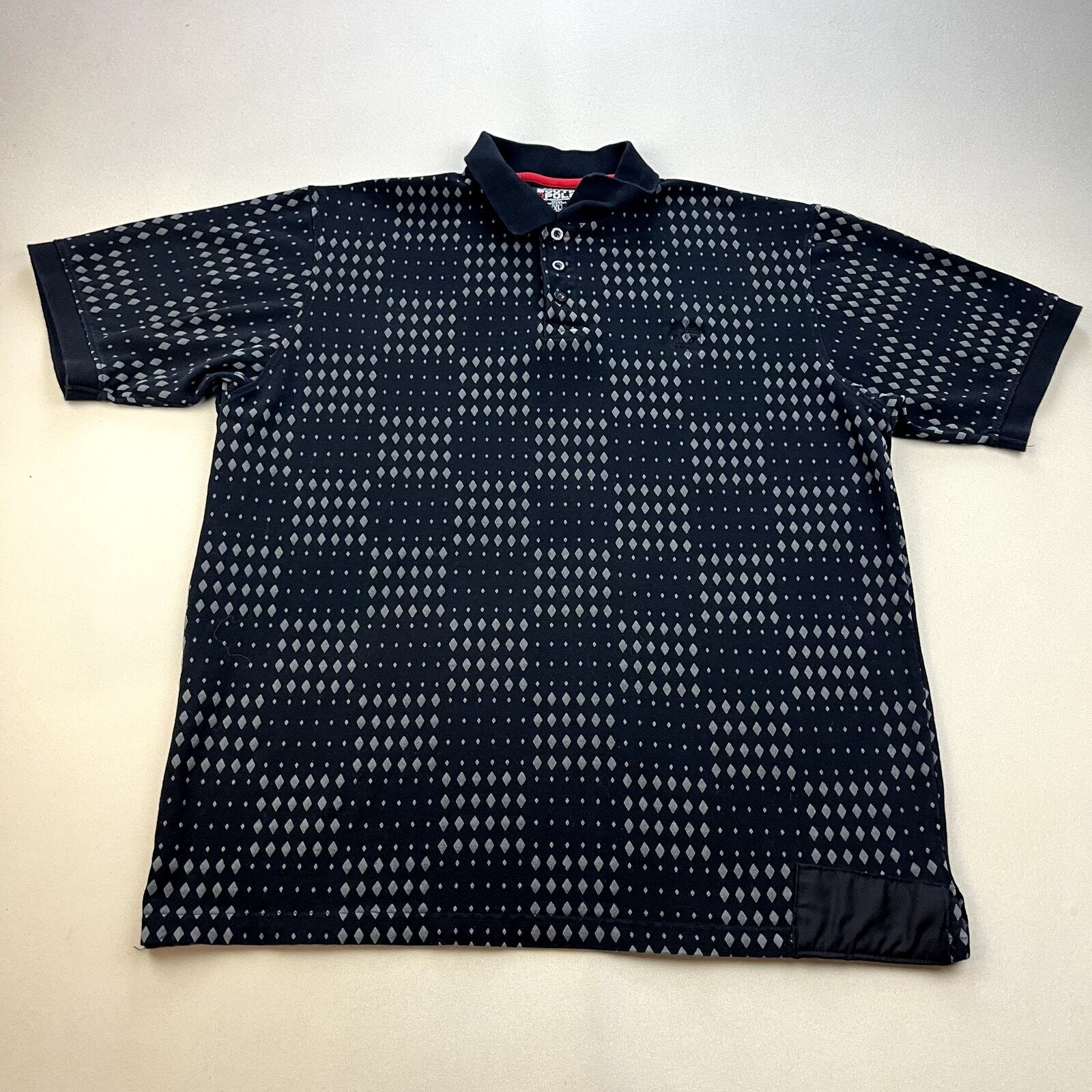 Vintage Southpole Polo Shirt Adult XL Black Checker Pattern Hip Hop Urban y2k