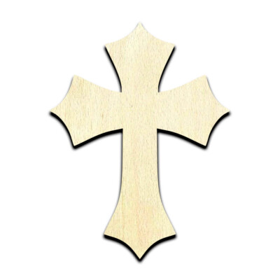 Cross #5 Laser Cut Out Unfinished Wood Shape Craft Supply