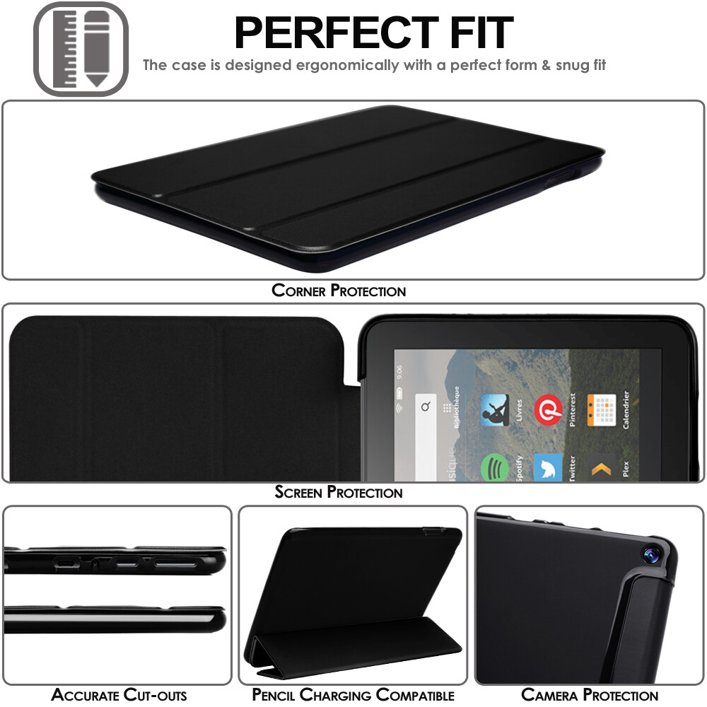 for Amazon Fire HD 8 2024 2022, 14th & 12th Slim Leather Smart Stand ...