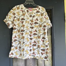 Rudolph The Red Nosed Reindeer Scrub Top Size Medium Christmas Medical