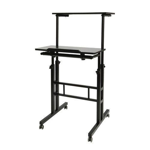 Adjustable Height Stand Up Desk Mobile Workstation Laptop Desk w/Wheels Home - Picture 17 of 22