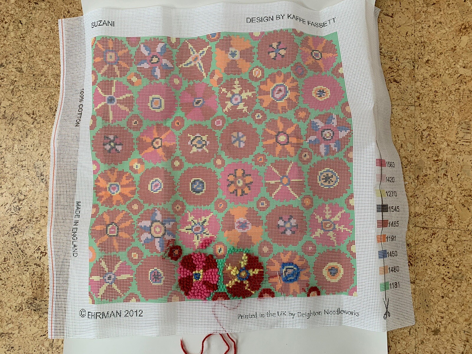 Ehrman Tapestry Needlepoint Kit Suzani Pink & Green By Kaffe Fassett