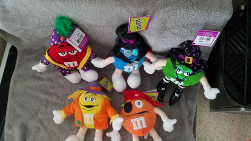 VTG 2004 Set 5 Galerie M&M Halloween Plush Stuffed 10" Figure New - Picture 3 of 24