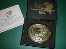 NEW Opened Golden Eagles NRA Belt Buckle in Box 3"x2.5"