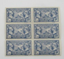 TIMBRES FRANCE N° 245 BLOC 6 - NEUFS SANS CHARNIERE - LEGION AMERICAINE 1927