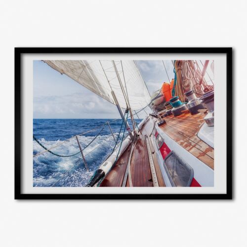 Tulup Picture MDF Framed Wall Decor 70x50cm Image Room Sailboat in the sea