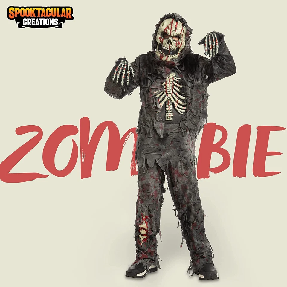 Disfraz de zombi negro Spooktacular Creations realista y aterrador para niños, XL Foto 2 de 3