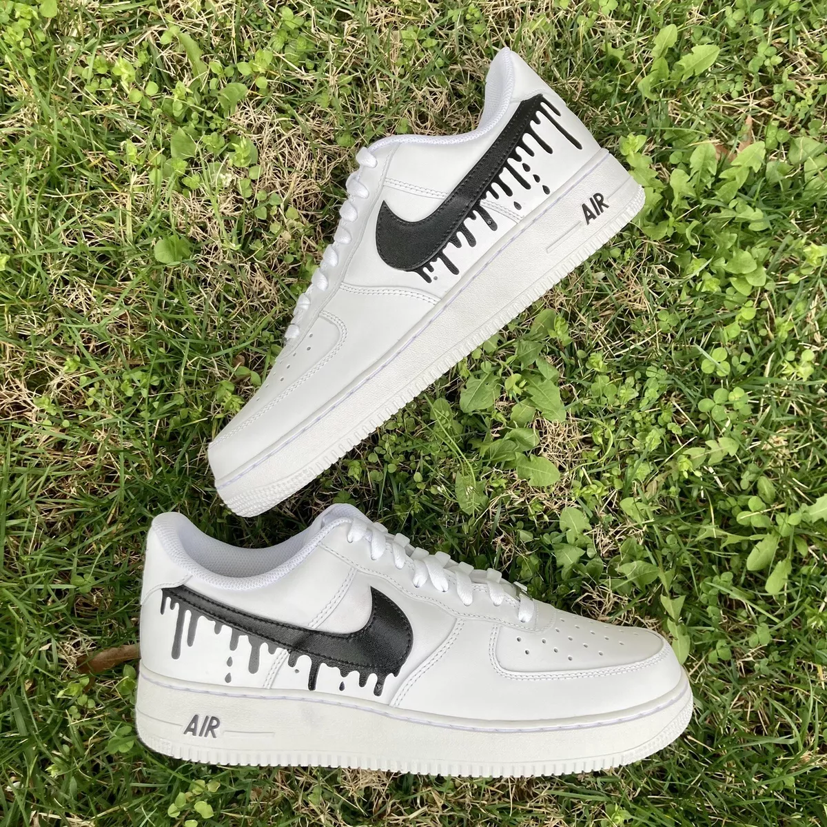 Nike Air Force 1 Custom Black Drip Shoes Men Women Kids Sneakers All Sizes