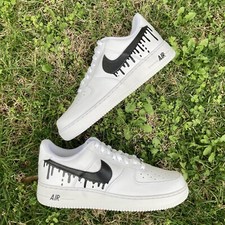 Nike Air Force 1 Custom Sneaker Black Drip Swoosh Shoes Men Women Kids All Sizes