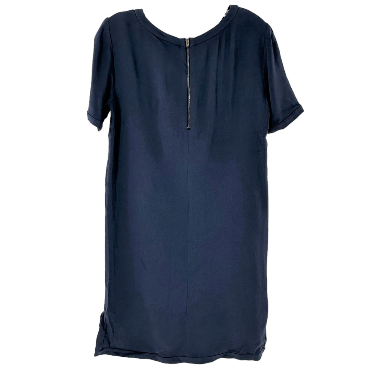 STELLA MCCARTNEY Navy Blue Crepe Short Sleeve Shift Dress
