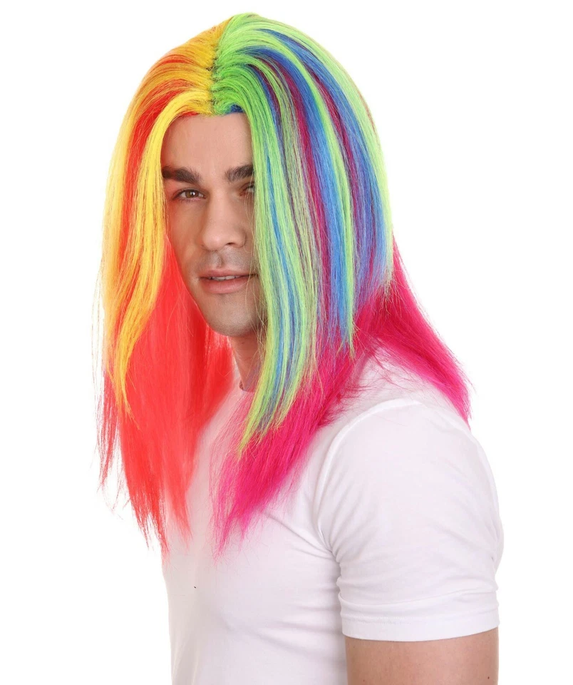 Rainbow Colors Straight Wig 6ix9ine Daniel Hernandez Cosplay Party Hair HM-1040 - Image 3 of 4