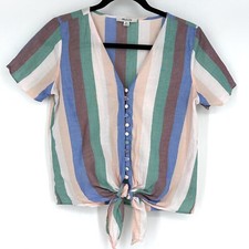 Madewell Novel Tie-Front Button Top in Flagstaff Stripe XXS