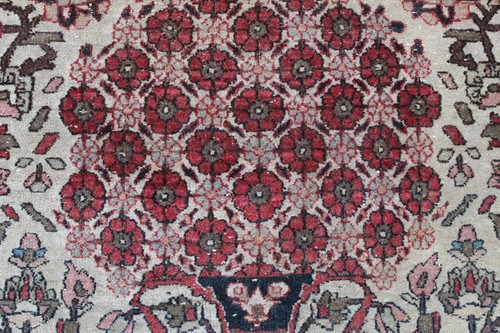 Alfombra de Lana Antigua Tradicional Usada Hecha a Mano Oriental Blanca Roja 200x140cm - Imagen 9 de 16