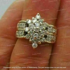 2Ct Round Cut Lab Created Diamond Engagement Cluster Ring 14K Yellow Gold Plated