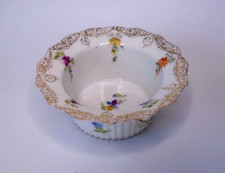 Antique Richard Klemm Dresden Porcelain Rimmed Ramekin / Dish / Bowl, Floral #2