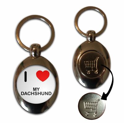 Schlüsselanhänger My Dackel I Love Einkaufstrolley £1/£1 Münze (43 mm x 32 mm)