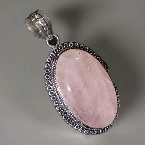 Rose Quartz Oval 925 Silver Pendant. Absolutely Stunning. Large / Chunky. 4633 - Picture 8 of 9