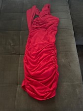 Guess Red Body Con Off Shoulder Ruched Dress  XS-party Mini Dress-ladies