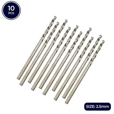 10-tlg. HSS Spiralbohrer Set 2,5 mm zum Bohren Edelstahl Hart Stahl Holz Metall