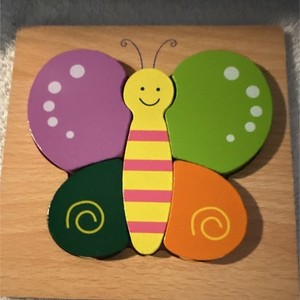 Wooden Butterfly Preschool Inset Puzzle Board Purple Green Orange Boys & Girls