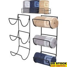 3-Tier Wall Mounted Towel Rack Set of 2 Space Saving Metal Storage Organizer New