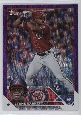 2023 Topps Series 2 Retail Purple Foil 85/799 Stone Garrett #498 Rookie RC 0q3