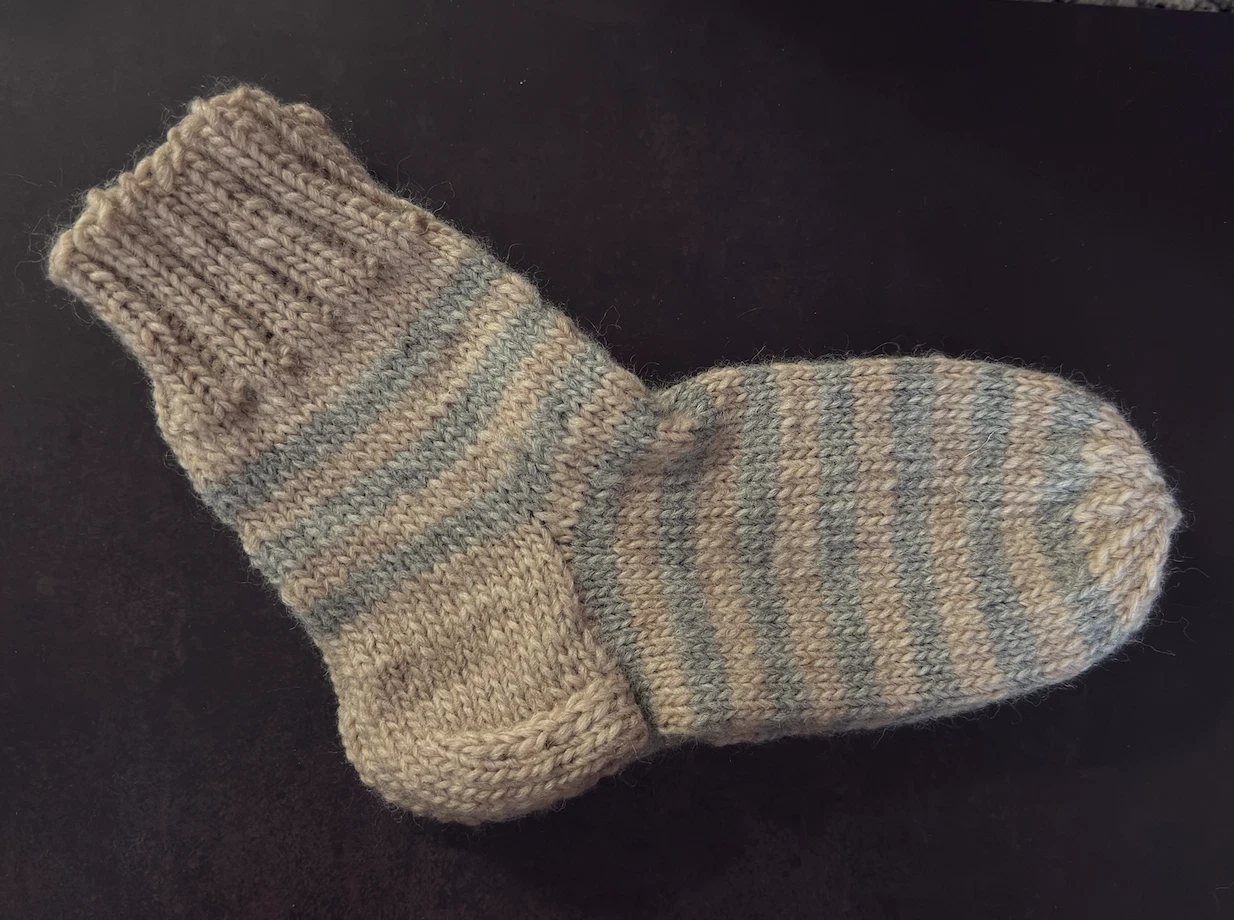 HandKnit 100% Wool Men Women Socks White/Gray Cozy Warm Winter Gift Sizes S M L