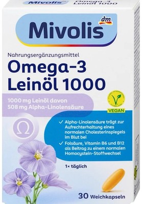 Mivolis Omega-3 Leinöl 1000, Kapseln 1x30 g